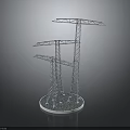 Metallic Electricity Pylon Model Display With Multi level Frames And Circular Base