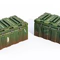 Green Military Storage Boxes with Metal Latches Secure Closure and Labeled Details 3d model