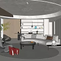 Modern Living and Dining Room Interior With Sofa Coffee Table and Green Plant