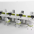 Modern Office Workstation With Multiple White Desks Ergonomic Chairs And Computer Monitors