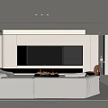 Modern Open Plan Living Dining Space With Sofa Fireplace And TV Wall 3d model