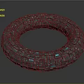 Cosmic Space Station Ring Structure With Gray Blocks And Teal Accents Design 3d model