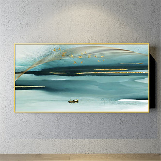 Modern Landscape Painting Gold and Silver Study Abstract Water Decorative Painting 3d model