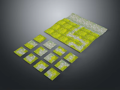 Scenic Landscape Design Featuring Green And Gray Tiles With Path Pattern And Multiple Small Tiles 3d model