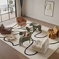 Modern Single Sofa Cream Single Sofa 3d model