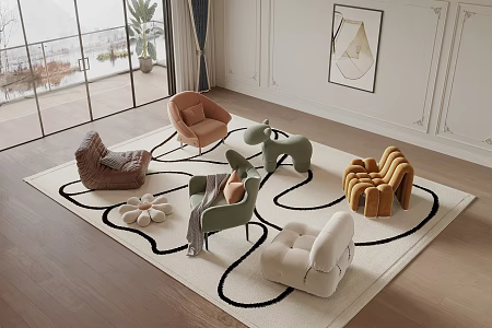 Modern Single Sofa Cream Single Sofa 3d model