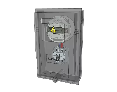 Industrial Equipment Electrical Control Box with Transparent Cover Warning Label and Instrumentation 3d model