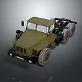 Green Military Style Utility Vehicle With Six Wheels Cab And Chassis Design