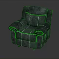 Modern Gray Leather Single Sofa Chair With Stitching Details For Living Room Furniture