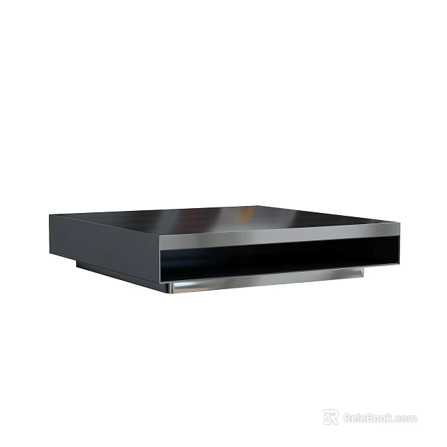 Modern Coffee Table With Black Surface Drawer Design And Metal Frame 3d model