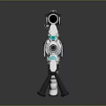 Modern Sniper Rifle With Powerful Scope Silver Body And Blue Accent Lines On Smooth Surface