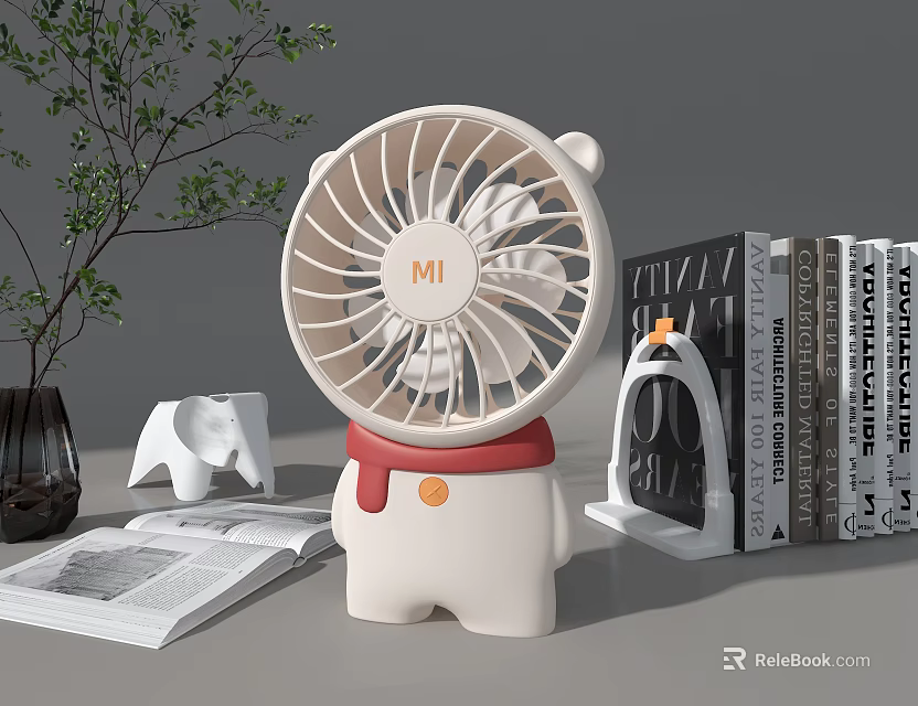 MI Cooling Fan With Cute Cartoon Design For Desktop Home Room Decor 3d model 