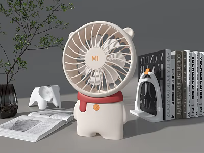 MI Cooling Fan With Cute Cartoon Design For Desktop Home Room Decor 3d model