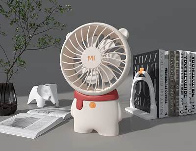 MI Cooling Fan With Cute Cartoon Design For Desktop Home Room Decor 3d model