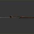 Decorative Curved Blade Weapon With Brown Handle And Ornate Scabbard