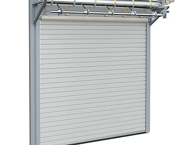 Industrial Metal Roller Shutter Door With Durable Roller Mechanism And Guide Rails 3d model