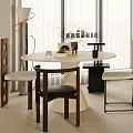 Middle ancient style log dining table and chair combination 3d model