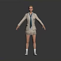 Woman In School Uniform Blazer With Tie Pleated Skirt White Socks And Shoes