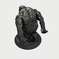 Detailed Mythical Monster Sculpture Carving With Muscular Build Black Finish And Standing Base