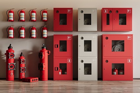 Modern Fire Fighting Equipment Fire Equipment Fire Extinguisher Fire Hydrant Fire Box 3d model