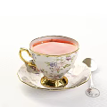 Delicate Floral Teaware Set with Teapots Teacups Saucers and Fruit Topped Tarts on White Tablecloth