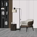 Modern White Single Sofa With Black Floor Lamp And Side Table In Neutral Room 3d model