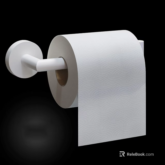 White Wall Mounted Toilet Paper Holder With Wavy Pattern Roll 3d model 