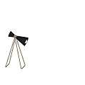 Modern Table Lamp With Conical Shade And Metal Tripod Stand Illuminated