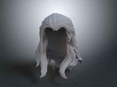 Game and Movie Character 3D Head Model with Long Flowing Hair Sculpture 3d model