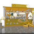 Lehuanpinguo Yellow Milk Tea Shop With Ice Cream Display Beverage Counter And Decorative Plants