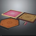 Different Shaped Tabletop Game Boards With Colorful Chips And Decorative Patterns