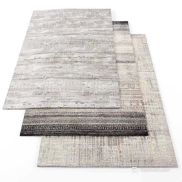Textured Neutral Square Rugs With Layered Gray Patterns And Woven Textures For Modern Living Spaces 3d model 
