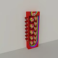 Red Display Shelf With Rainbow Sign And Multiple Candy Products On Retail Stand 3d model