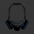 Firefighting Respirator Mask With Blue Filters And Black Strap For Safety Protection