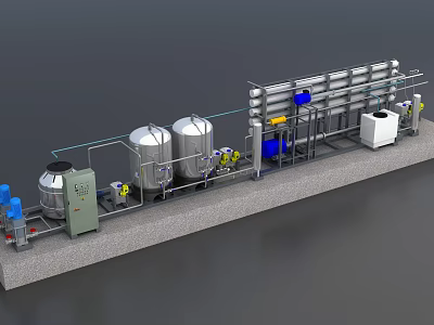 Advanced Industrial Equipment With Stainless Steel Tanks Piping And Control Panels 3d model