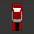 Classic Red Muscle Car With Glossy Black Stripes And Sleek Exterior Design