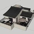 Elegant Villa Balcony Design Featuring Tiled Roof Outdoor Seating And Wooden Deck