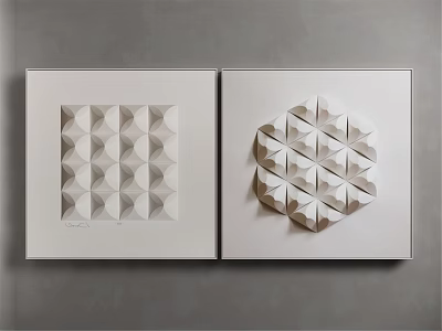 Modern Minimalist Geometric Wall Art Featuring Fan Shaped And Hexagonal 3D Designs 3d model