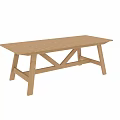 Simple Wooden Dining Table Featuring X Shaped Legs And Light Natural Wood Finish