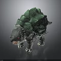 Fantasy Character Design Of Mythical Turtle With Green Rocky Shell Spikes Red Eyes Open Mouth