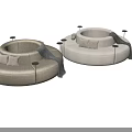 Curved Sectional Sofa In Beige And Gray With Pillows Side Tables And Throw Blanket