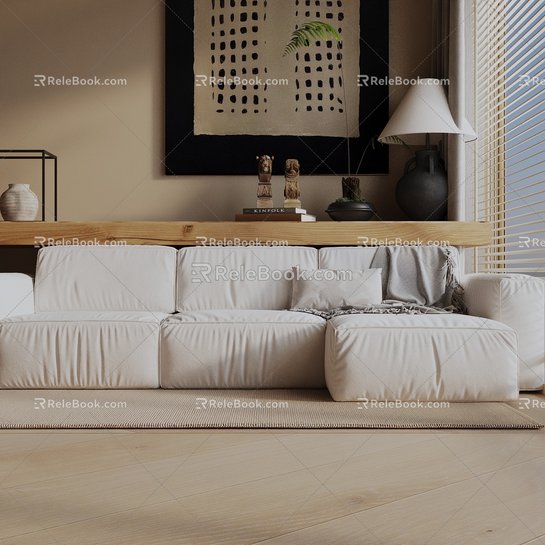 Modern three-seat sofa 3d model