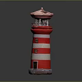 Red And White Striped Lighthouse Model With Top Lantern And Balcony
