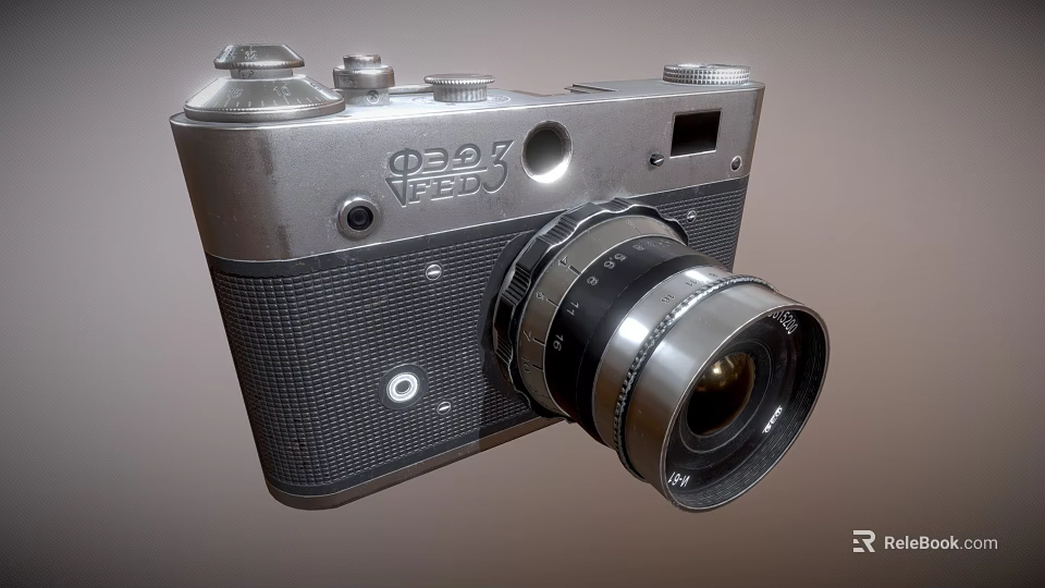 Vintage 307 FEED Digital Camera with Silver Body Classic Lens and Mechanical Buttons 3d model 
