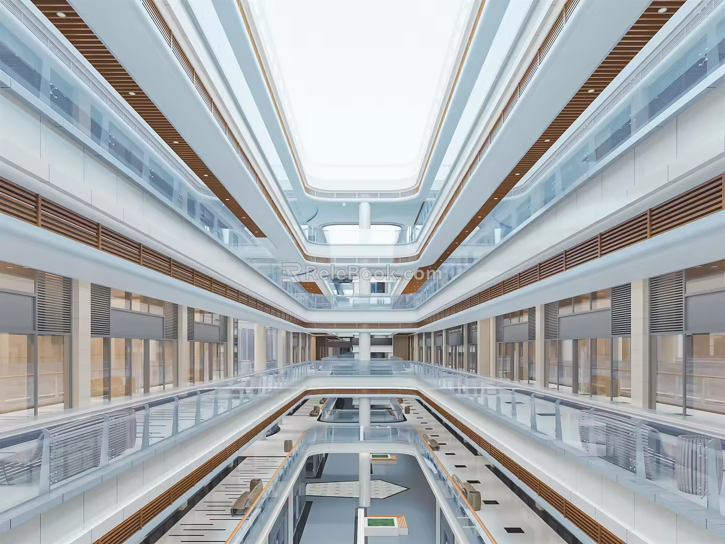 Modern Atrium Mall Atrium 2nd Floor Atrium Mall Hall Shopping Center Escalator Sightseeing Elevator 3d model