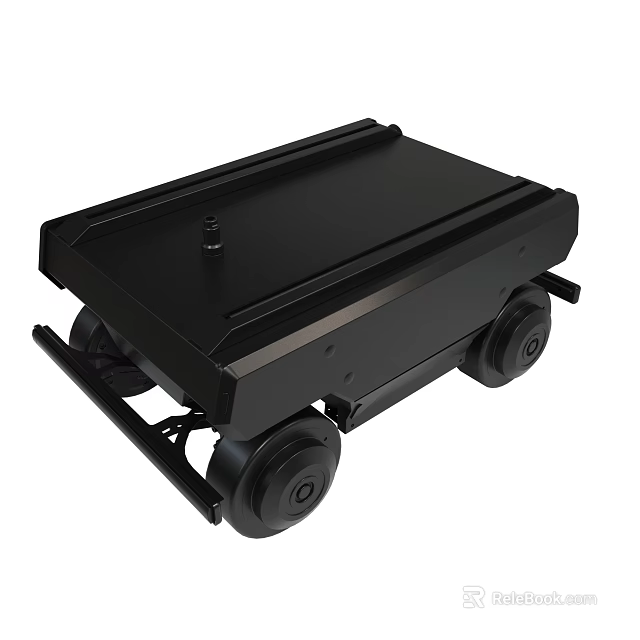 Black Industrial Mobile Robotic Platform With Wheels And Flat Top Structure 3d model 