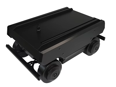 Black Industrial Mobile Robotic Platform With Wheels And Flat Top Structure 3d model