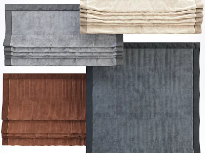 Soft Fabric Textured Curtains In Gray Beige Brown For Modern Home Interior 3d model
