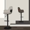 Modern Upholstered Bar Stools With Armrests And Metal Base For Home Kitchen
