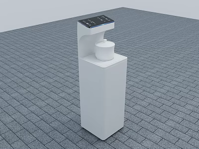 White Floor Standing Water Dispenser With Digital Display And Cup 3d model